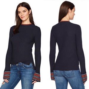 J.O.A. Flared Sleeve Rib Knit Top